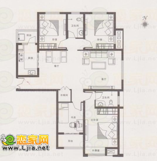 F戶型 建筑面積約：152.68平米 四室兩廳兩衛(wèi)