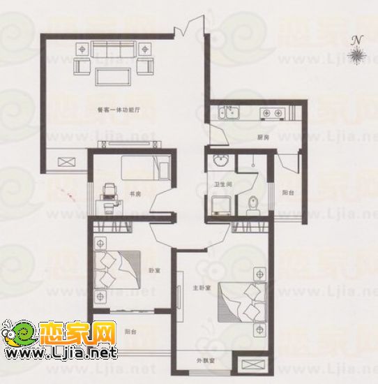 G戶型  建筑面積約為：100.25平米  三室兩廳一衛(wèi)