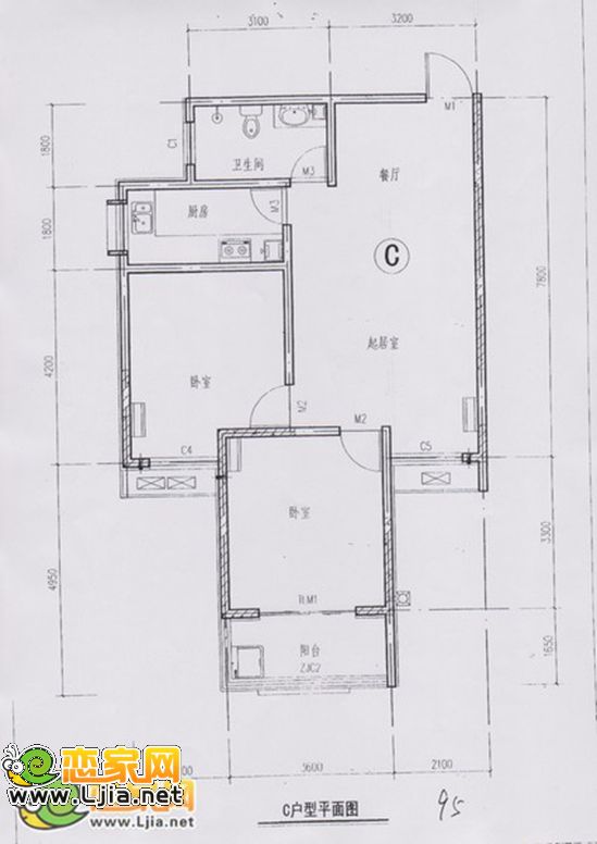 萬(wàn)瑞佳苑戶(hù)型 建筑面積95平米
