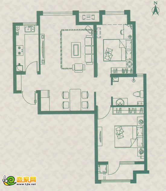 陽光苑5#A戶型 建筑面積約為：86.77平米