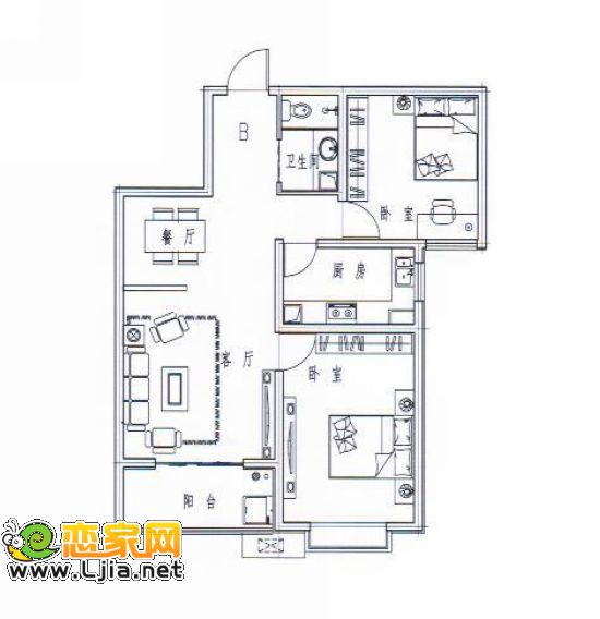 1#A單元B戶型  96.2㎡