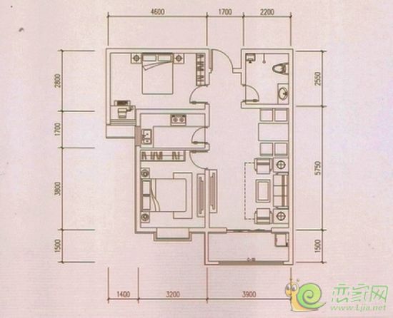 楓景華庭戶型 兩室兩廳一衛(wèi)  85.67㎡