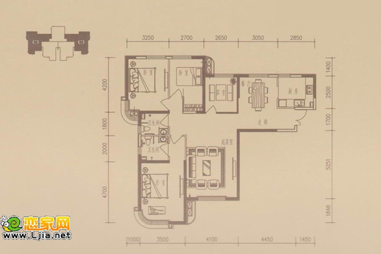 恒嘉拉德芳斯戶型圖 名門世家 五室兩廳四衛(wèi) 建筑面積約260㎡
