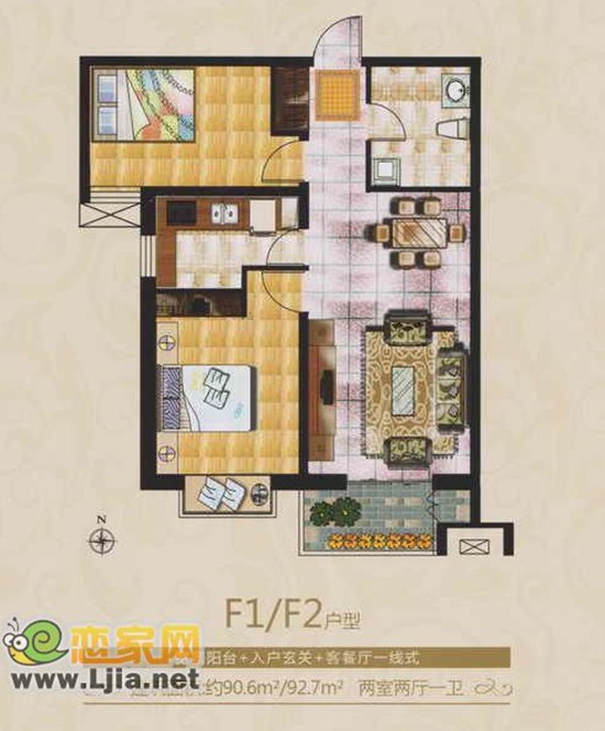 鴻基花苑92平米戶型圖