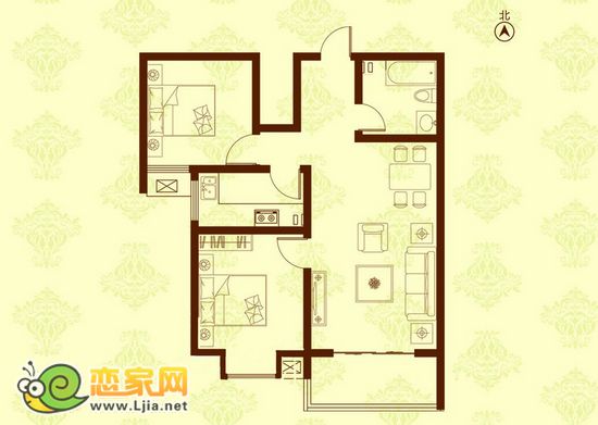 旺角花園92㎡戶型效果圖