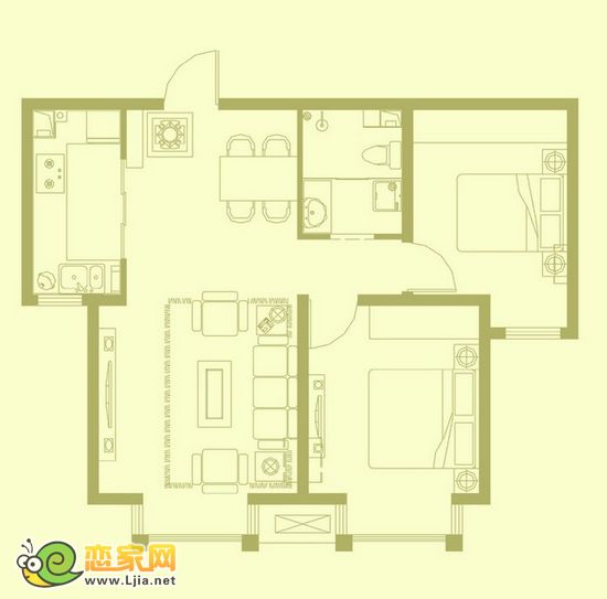 阿爾卡迪亞藍天城10#85.19㎡戶型效果圖