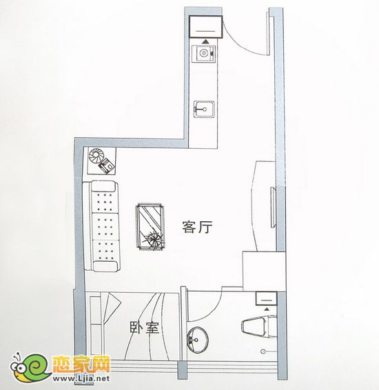 龍鼎國際B戶型公寓 一室一廳一衛(wèi) 約36.91㎡