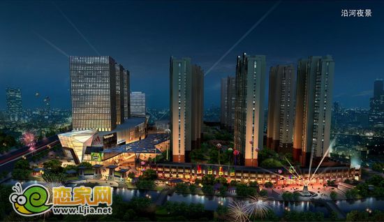 中輝·城市廣場(chǎng)沿河夜景