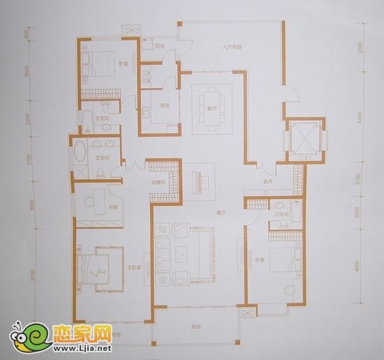 趙都華府經(jīng)典A2戶型 四室兩廳三衛(wèi) 約231.4㎡ 獨棟別墅平層戶型