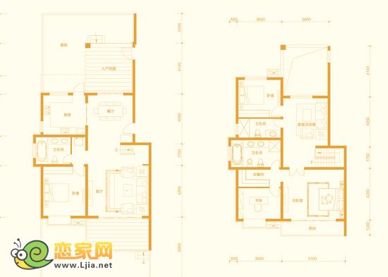 趙都華府闊氣B3戶型 五室兩廳三衛(wèi) 219.95㎡ 拼疊洋房躍層戶型