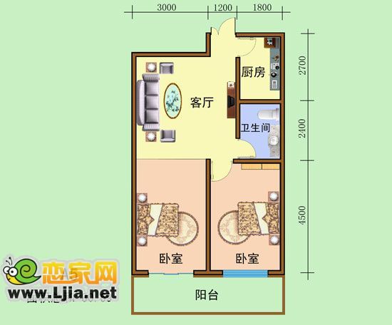 海河苑80㎡戶型圖