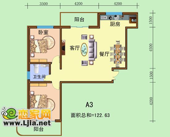 海河苑122㎡戶型圖