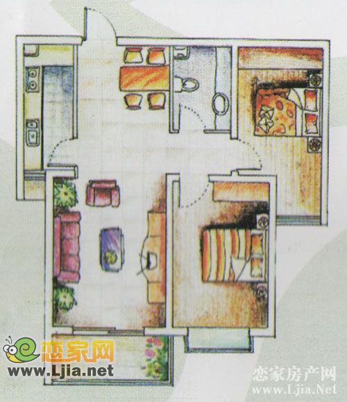 城市西景生活私署88㎡戶型圖