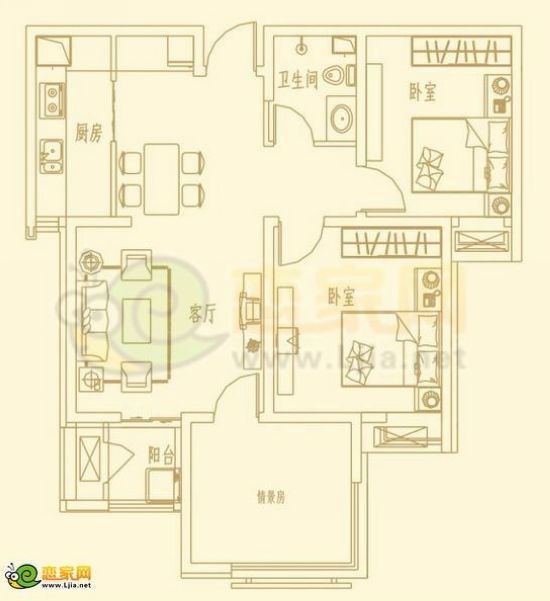 金色漫城2#樓剩余戶型  三室兩廳一衛(wèi) 約105.96㎡