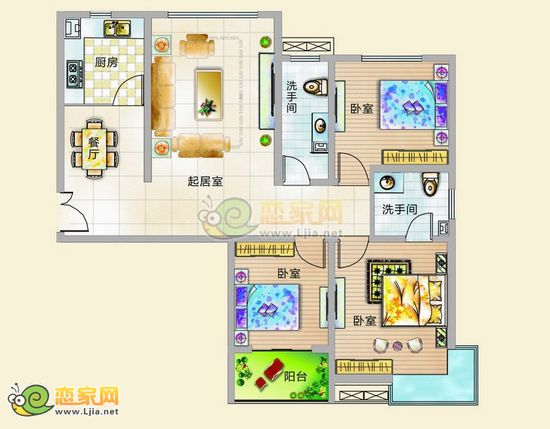 優(yōu)雅三房 三房兩廳一衛(wèi) 103.54平米