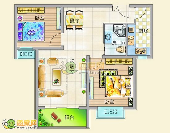 溫馨兩房 兩房兩廳一衛(wèi) 83.96平米