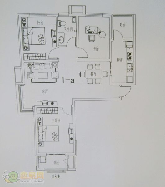 金色漫城1a戶型 三室兩廳一衛(wèi) 132.12㎡