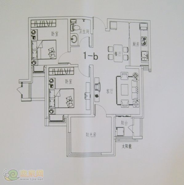 金色漫城1b戶型 三室兩廳一衛(wèi) 101.04㎡