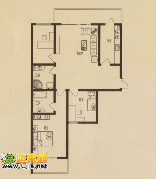 華都嘉苑剩余戶型 2#戶型  三室兩廳兩衛(wèi) 144.79平米