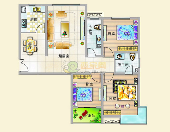 戶型B2：面積：127.53㎡