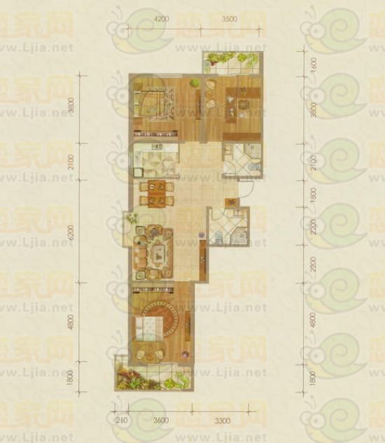 御景苑 C1戶型 都市雅苑 三室兩廳兩衛(wèi) 建筑面積約：144.43 /144.52㎡