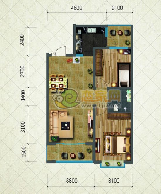 【高層】C戶型 二室二廳一衛(wèi) 86.99㎡