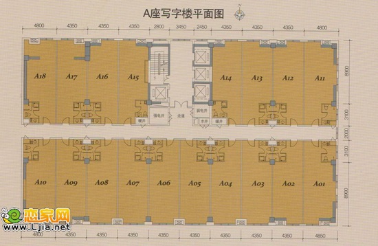 鹿城國際寫字樓A座平面圖