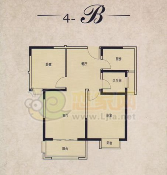 金色漫城4#樓B戶型 兩室兩廳一衛(wèi) 建筑面積約89㎡