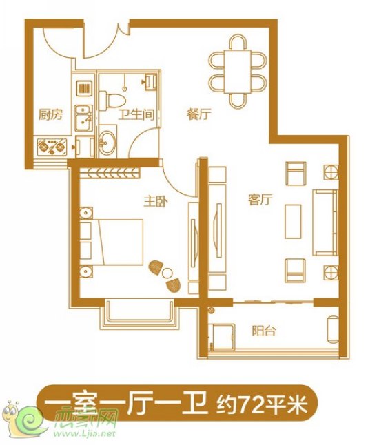 錦繡江南23#樓 一室一廳一衛(wèi) 約72㎡