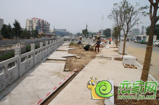 沿河綠化景觀正在種植中