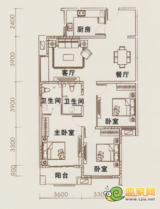 金世紀花園 三室二廳二衛(wèi)