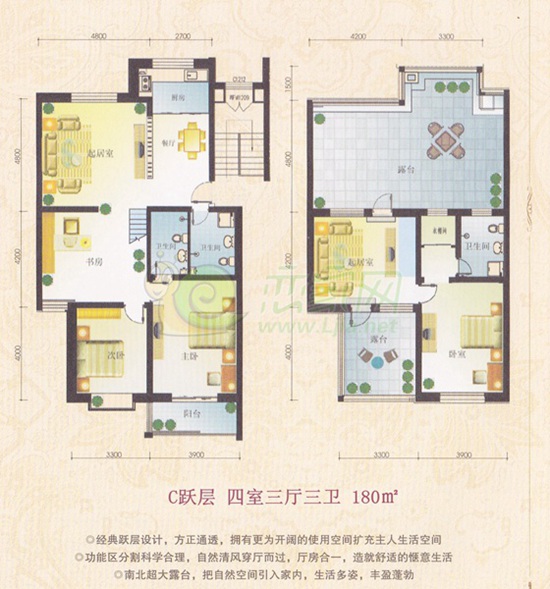 遠(yuǎn)實(shí)鳳凰城C躍層 四室三廳三衛(wèi) 180㎡