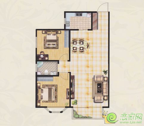 戶型面積113㎡ 兩室兩廳一衛(wèi)
