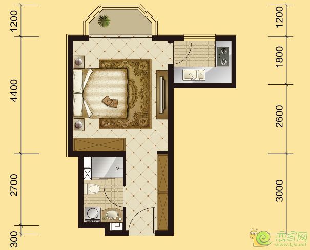 E1 一室一衛(wèi) 建筑面積：約45㎡