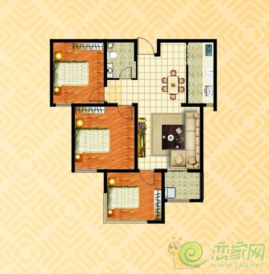 103.89平米 精品小三居戶型