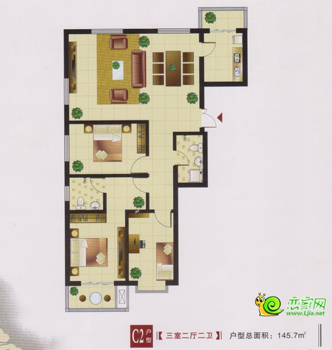 左岸楓橋145.7㎡戶型圖