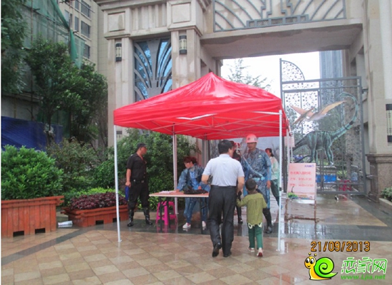 游客冒雨參觀恐龍展