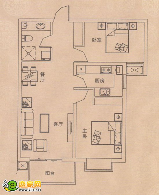 中央名都95.03㎡面積戶型圖