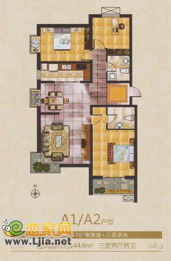 鴻基行政公館特價(jià)房144.4㎡戶型圖