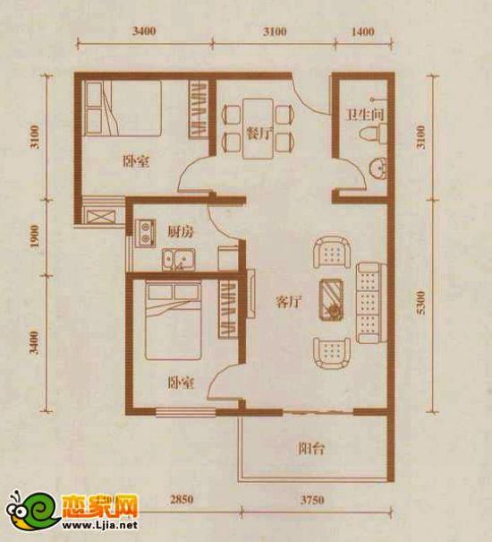 漢成華都83.72平米戶型