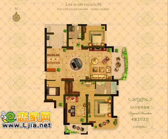 月亮灣160-170㎡四居室戶型圖