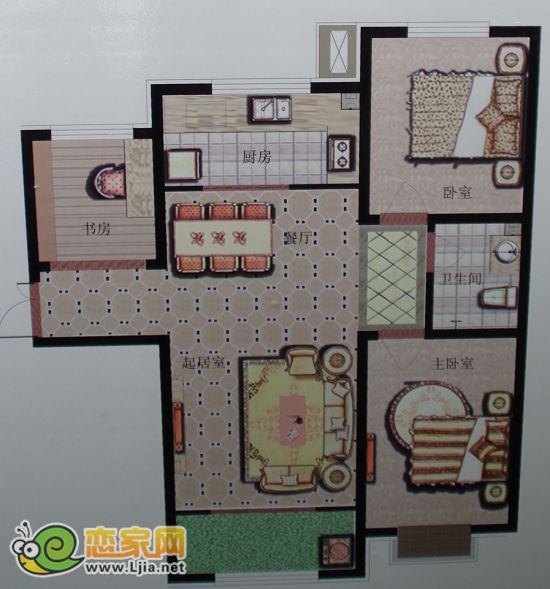 大唐西郡力推戶型：102平米 三室二廳一衛(wèi)
