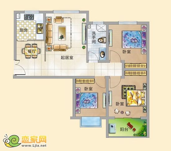 錦繡江南  三房二廳一衛(wèi)  99.53平米