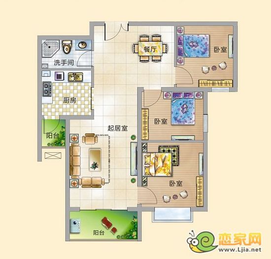 錦繡江南 三房二廳一衛(wèi) 99.88㎡