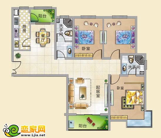 錦繡江南戶(hù)型 三房?jī)蓮d兩衛(wèi) 約135.98㎡