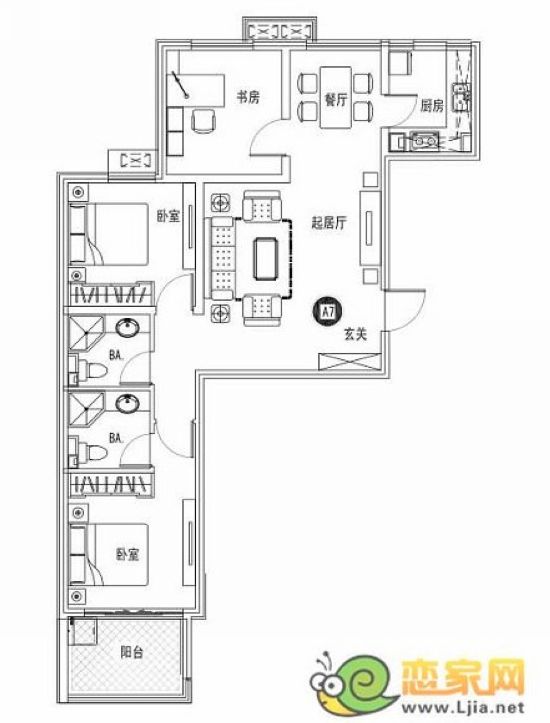 東信華府戶型 建筑面積：108.69㎡