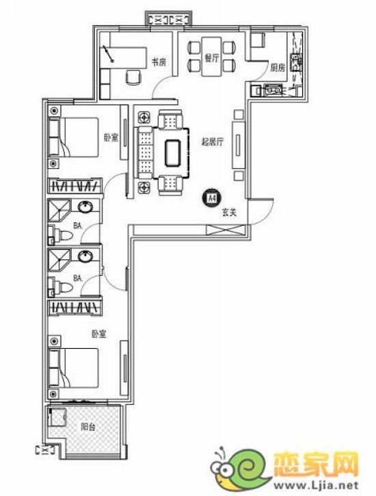 東信華府戶型 建筑面積：122.81㎡