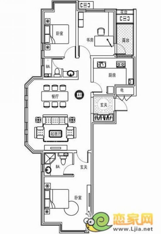 東信華府戶型 建筑面積：122.05㎡