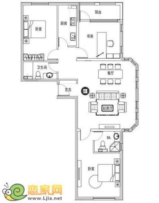 東信華府戶型 建筑面積：136.47㎡