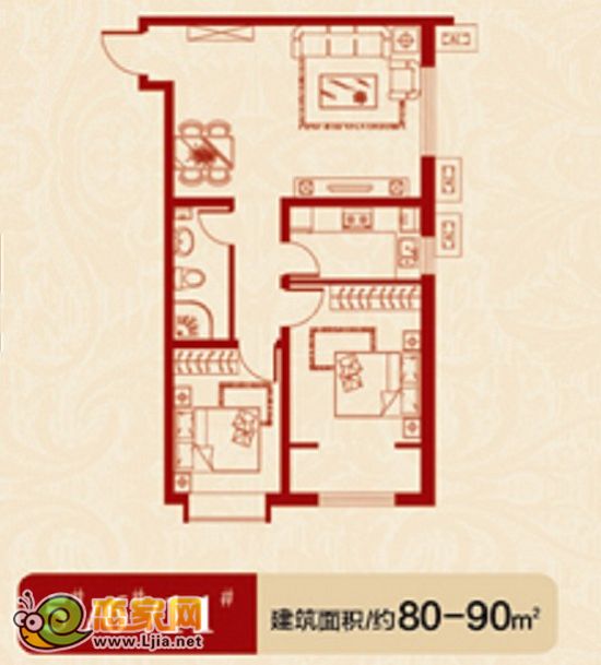 美羅城5#、6#、11#經(jīng)典戶型：建筑面積約80—90㎡㎡